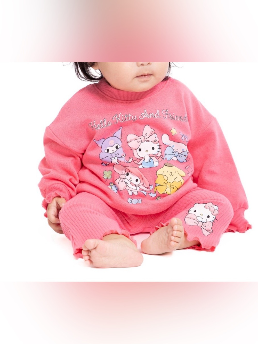Hello Kitty and Frendsby Samrio baby girl Graphic Sweatshirt and Flared Leg 0-3M